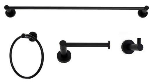 Italia Florence Series Matte Black 4-Piece Bathroom Accessory Set