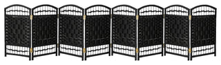 2 ft. Short Fiber Weave Room Divider Black 8 Panels