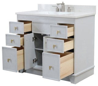 39" Single Sink Vanity, French Gray Finish With Engineered Stone Top