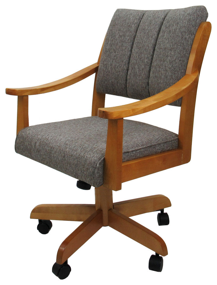 Swivel Wood Dining Caster Chair with Wheels - Casa, Mojave Grey - Honey