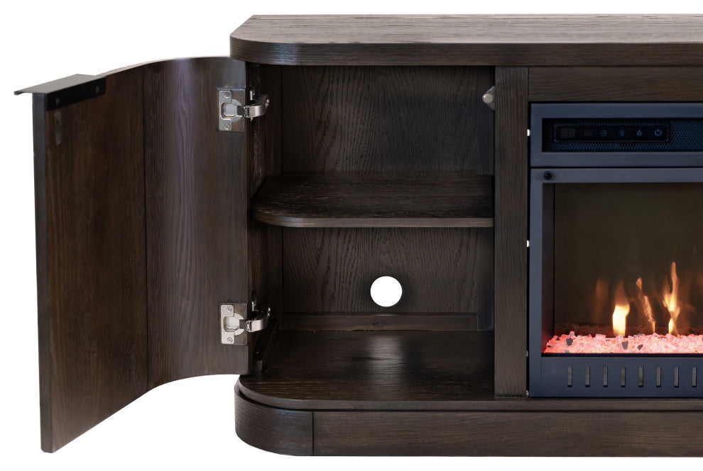 Contemporary 76" Fireplace Console, Dark Chocolate