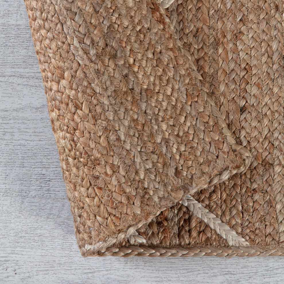 8' x 10' Troyes Natural and Ivory Chevron Braided Area Rug