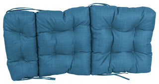 22"X45" Spun Polyester Solid Outdoor Tufted Chair Cushion, Sea Blue