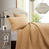 Velvet Diamond Quilt Set, Full/Queen, Gold, 3 Piece