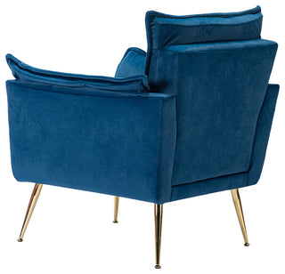 Contemporary Velvet Armchair, Navy