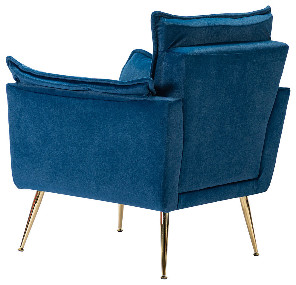 Contemporary Velvet Armchair, Navy