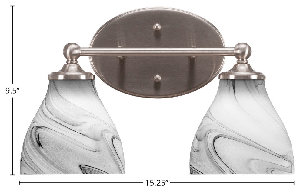 Capri 2-Light Bath Bar, Brushed Nickel/Onyx Swirl