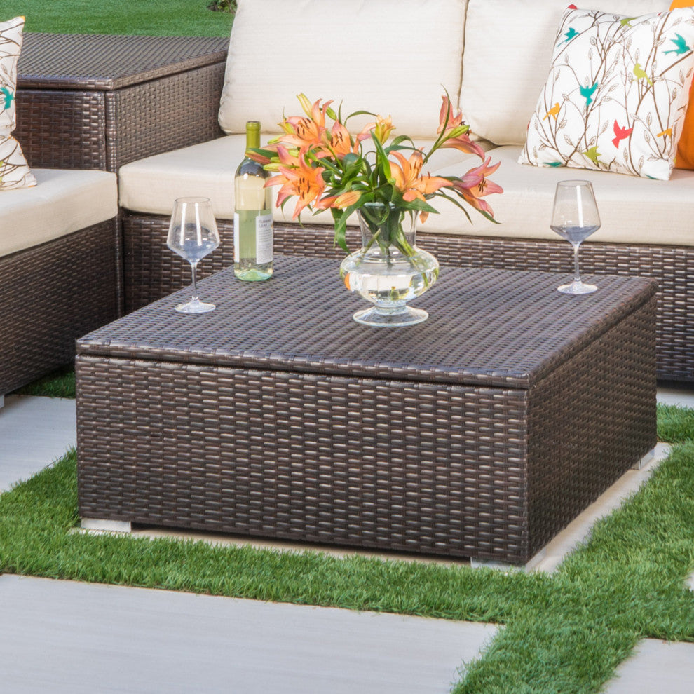 Outdoor Wicker Storage Coffee Table