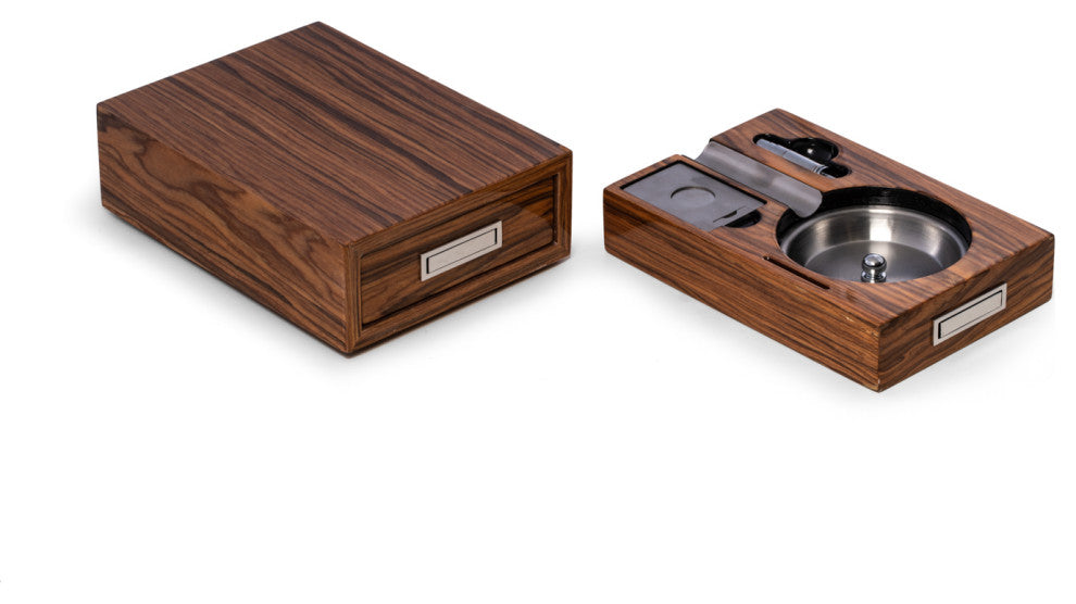 Cigar Ashtray/Cutter/Punch "Olive Wood" Color