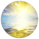 Wavy View Of Sea In Yellow Blue, Seashore Disc Metal Artwork, 23"