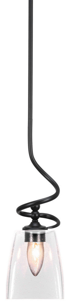 Capri Stem Mini Pendant In Matte Black Finish With 4.5" Clear Bubble Glass