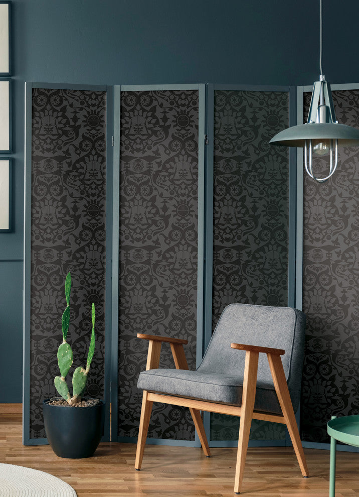 Charcoal Star Wars The Dark Side Damask Peel & Stick Wallpaper