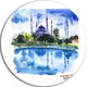 Istanbul Hand-Drawn Illustration, Cityscape Round Metal Wall Art, 23"