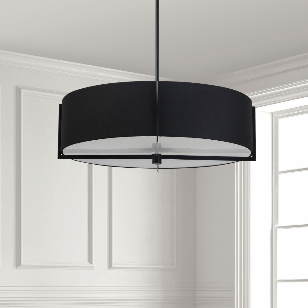 Black Contemporary Pendant With Matte Black Metal