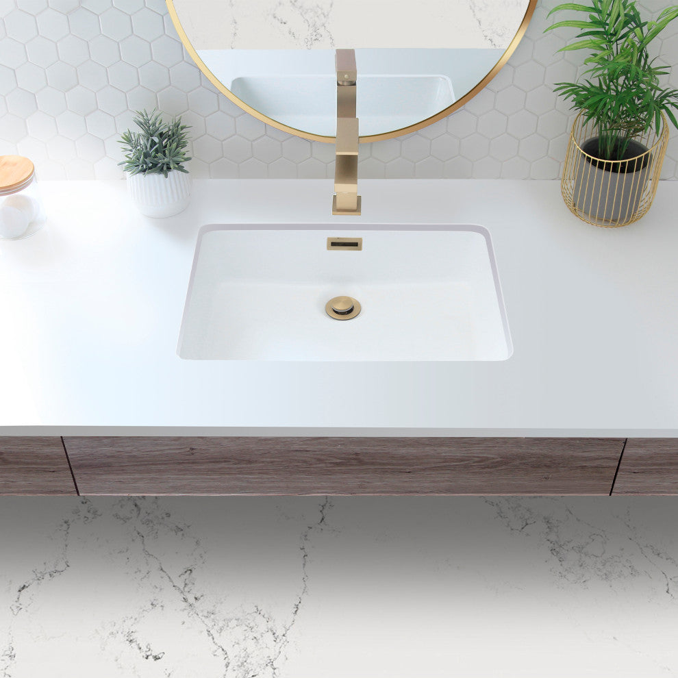 STYLISH Brushed Gold Pop-Up Bathroom Sink with Overflow