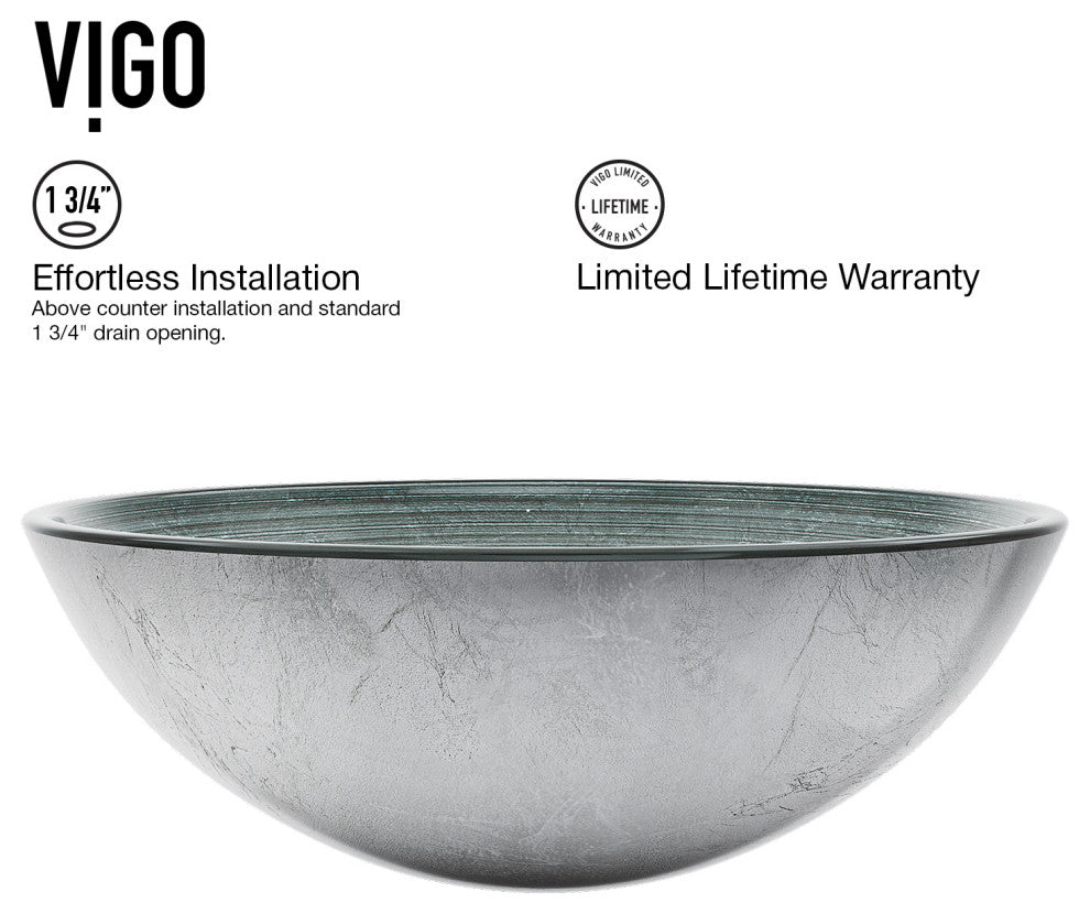 Giovanni 17"L x 17"W Glass Vessel Sink and Duris 12"H Faucet Set