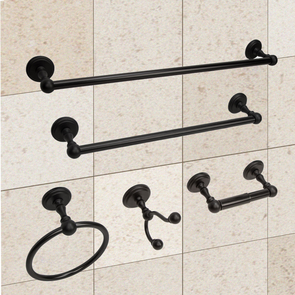 Vanity Art Oil Rubbed Black 5-Piece Bathroom Hardware Set LF34-ORB