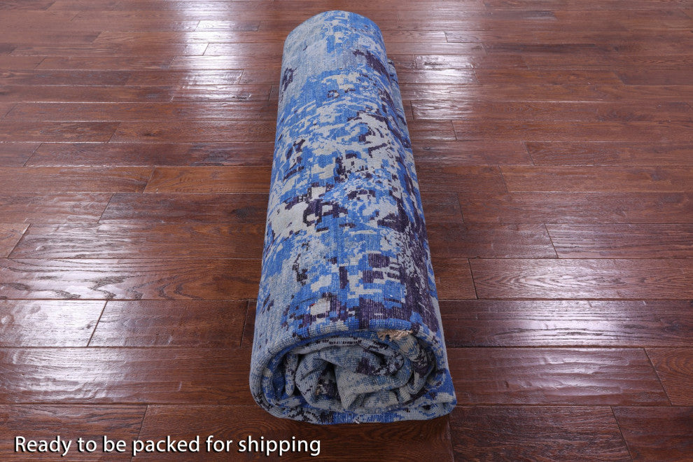 Modern Wool and Silk Hand Knotted Rug 9' 1" X 12' 1" Q10322