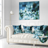 White Flowers On Blue Background Floral Throw Pillow, 18"x18"