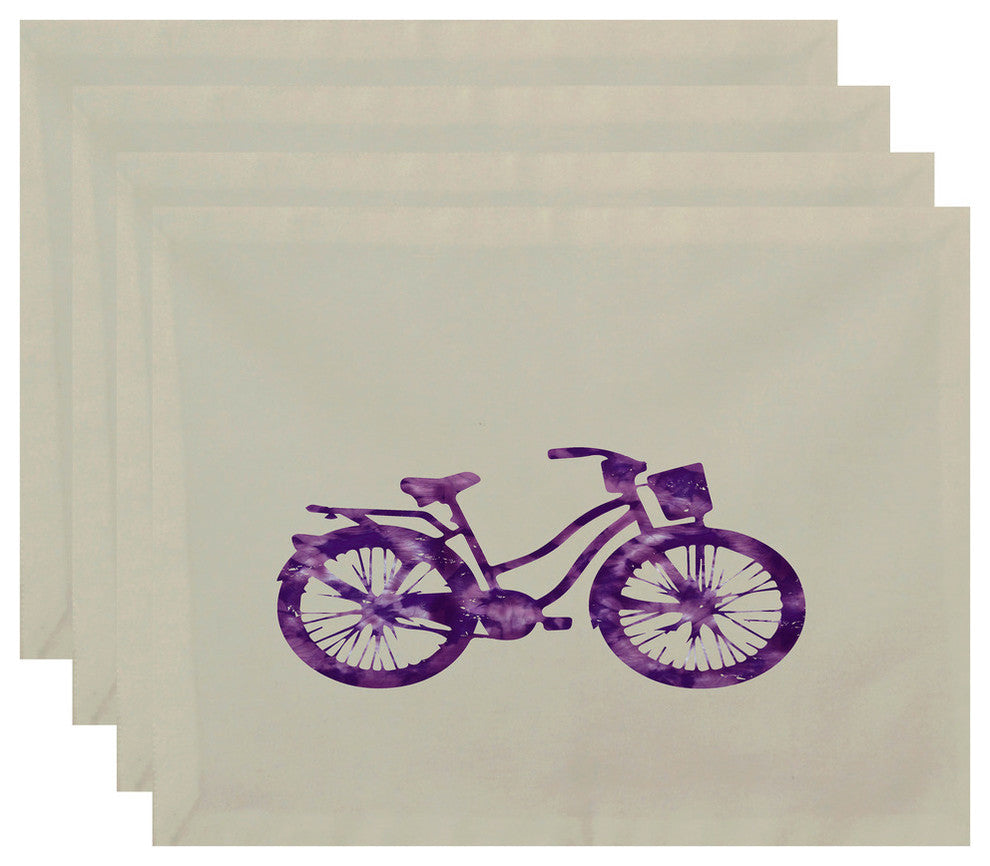18"x14" Life Cycle, Geometric Print Pacemat, Purple, Set of 4