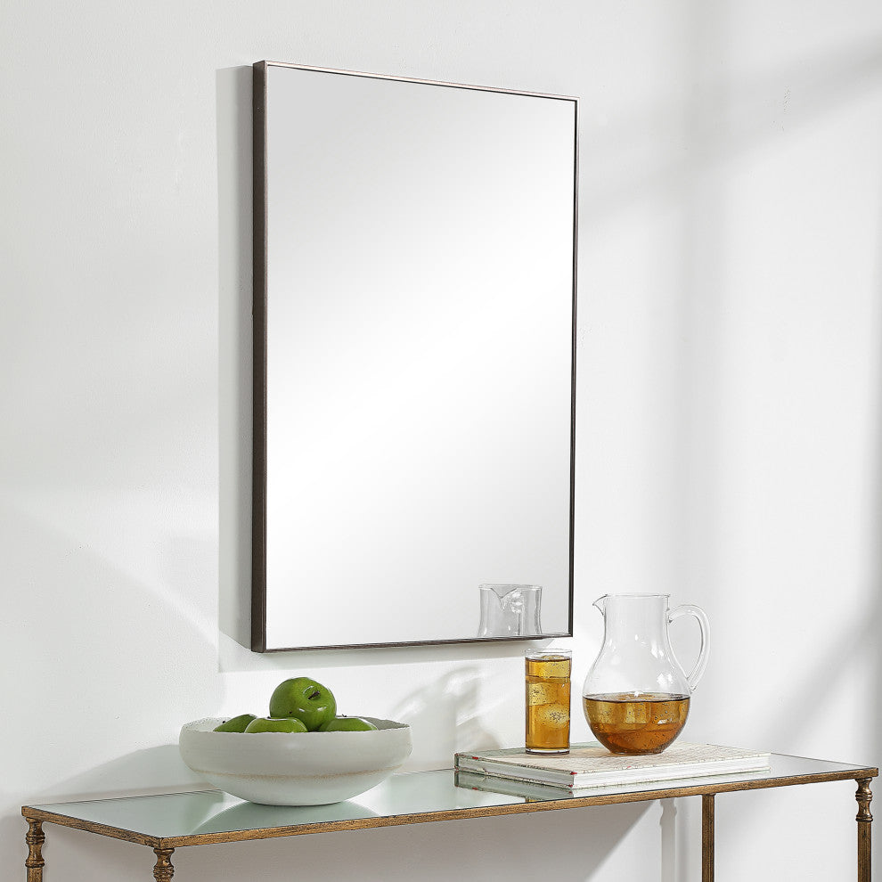 31" Industrial Black Rectangle Mirror
