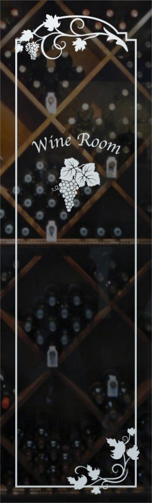 Wine Door - Grape Cluster Grape Ivy with Text - Primed - 30" x 84" - Knob on...