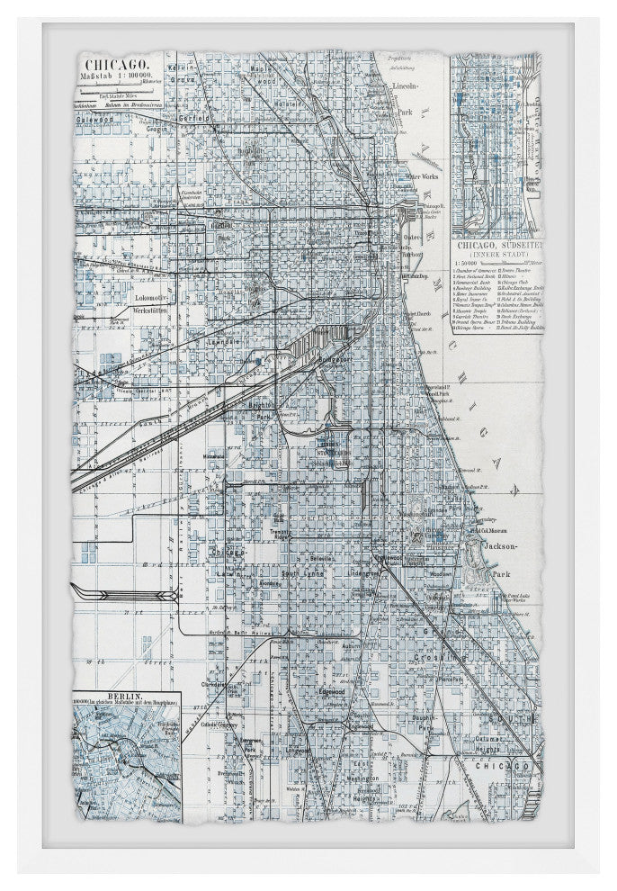 "Map of Chicago" Framed Painting Print, 30x45