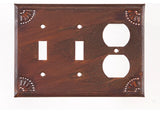 Double Switch and Outlet Cover with Chisel, Rustic Tin