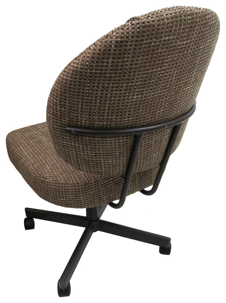 Swivel Caster Chair on Wheels, Sanora Brown, Brown Metal Frame