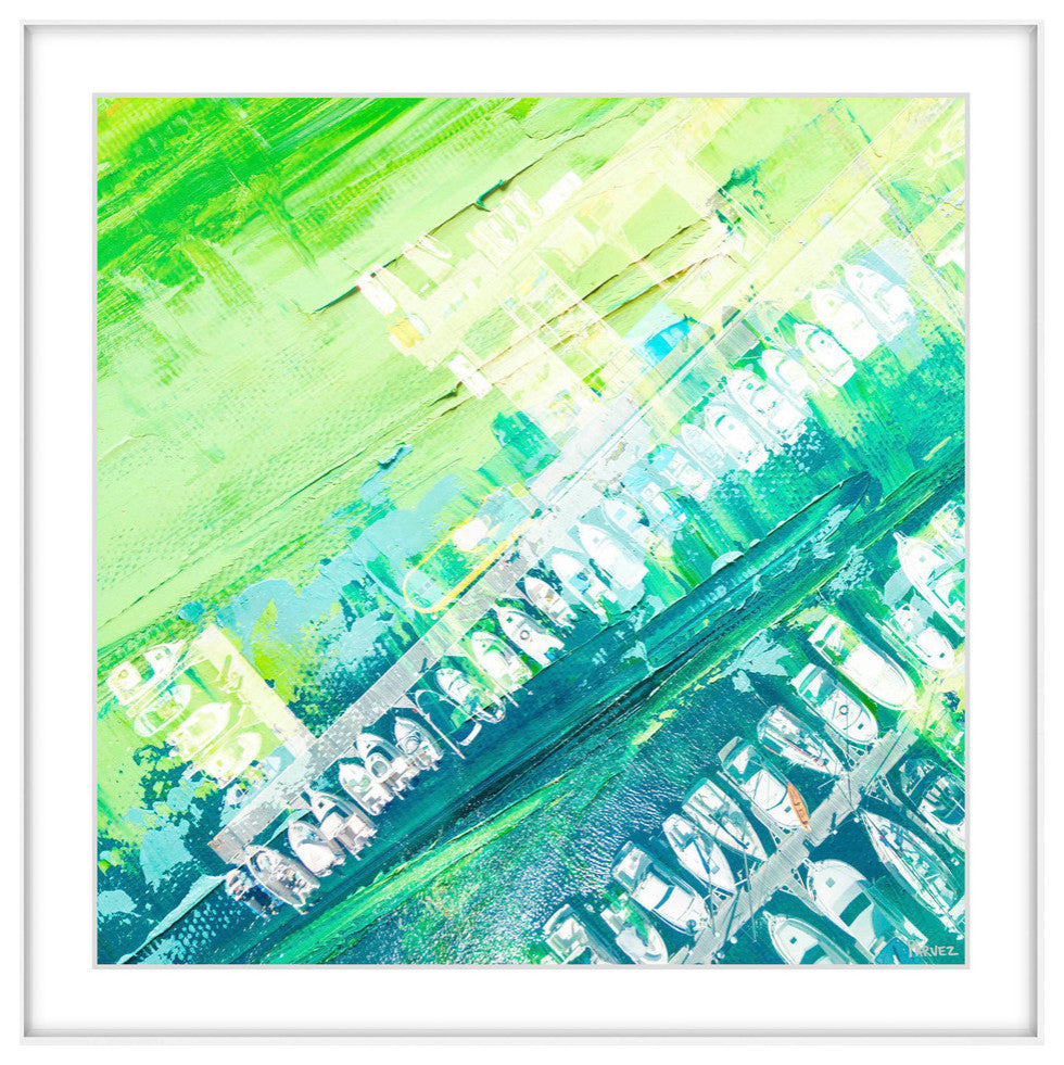 "Green Haze" Framed Painting Print, 32"x32"