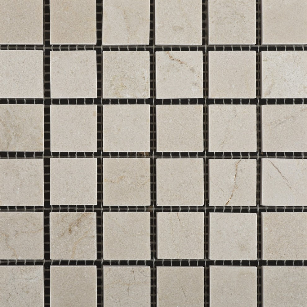 1 X 1 Crema Marfil Marble Polished Mosaic Tile