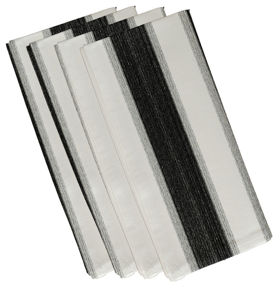 Striate Stripe Stripe Print Napkin, Black, Set of 4