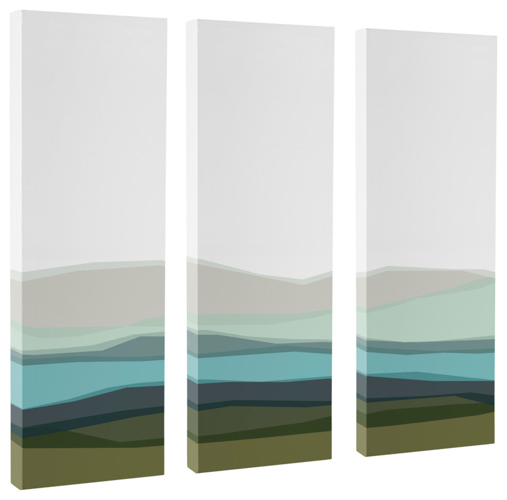Blue Lake Canvas Art Set by The Creative Bunch Studio, Assorted 3 Piece 12x28