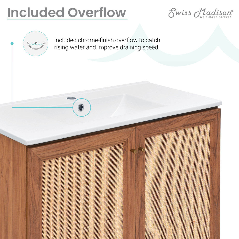 Classe Bathroom Vanity, Oak, 36"