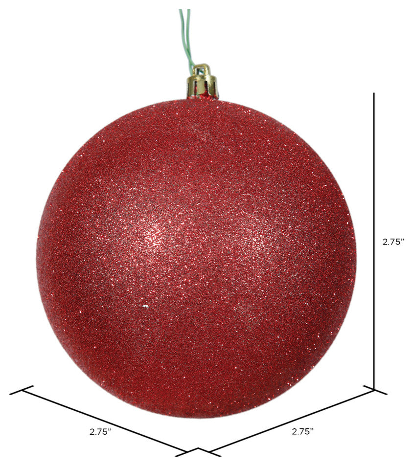 Vickerman N590703Dg 2.75" Red Glitter Ball Ornament, 12 Per Bag