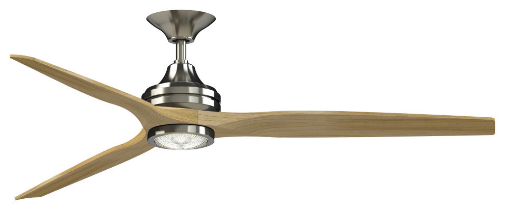 Fanimation Spitfire 64" Fan/LED Light, Brushed Nickel, Brushed Nickel/Natural Blades