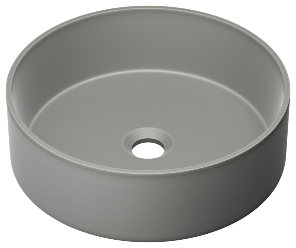 Lisse 14.5" Round Concrete Vessel Bathroom Sink, Dark Gray