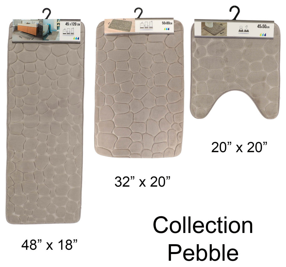 Bath Rug Memory Foam Mat 3D Pebble, Taupe, Contour Rug 20"x20"