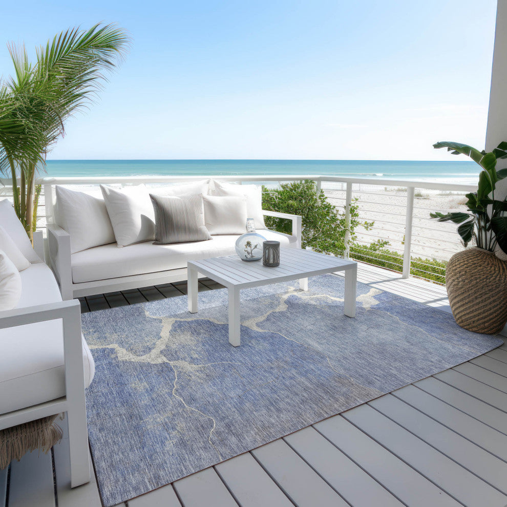 Machine Washable Indoor/Outdoor Chantille ACN1889 Denim 9' x 12' Rug