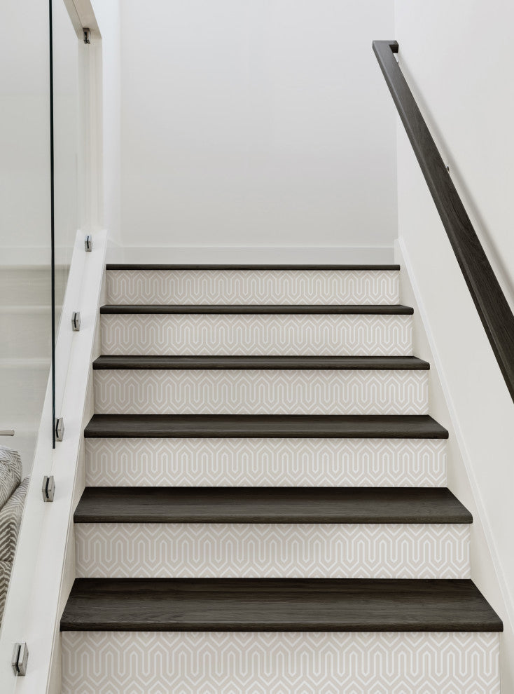 Wavelength Peel and Stick Stair Riser Strips, Beige, 48"w X 6"h, 6 Pack