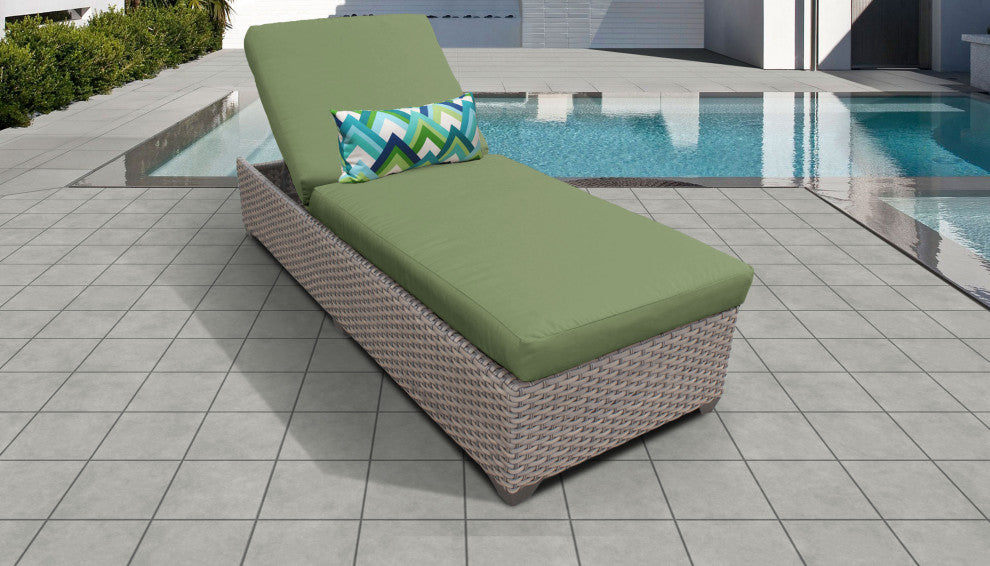 Florence Chaise Wicker Patio Furniture Cilantro