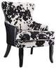 Cowhide Print Accent Chair with Nailhead Trim, Black and White