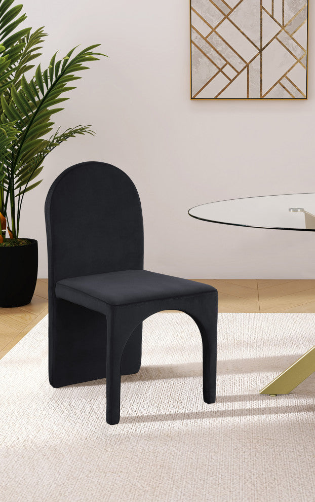Summer Velvet Upholstered Dining Arm Chair (Set of 2), Black, Side Chair