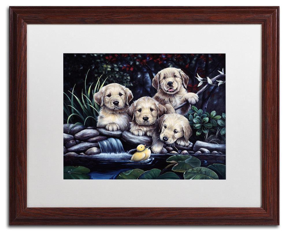 Jenny Newland 'Puppies To The Rescue' Matted Framed Art, 20x16