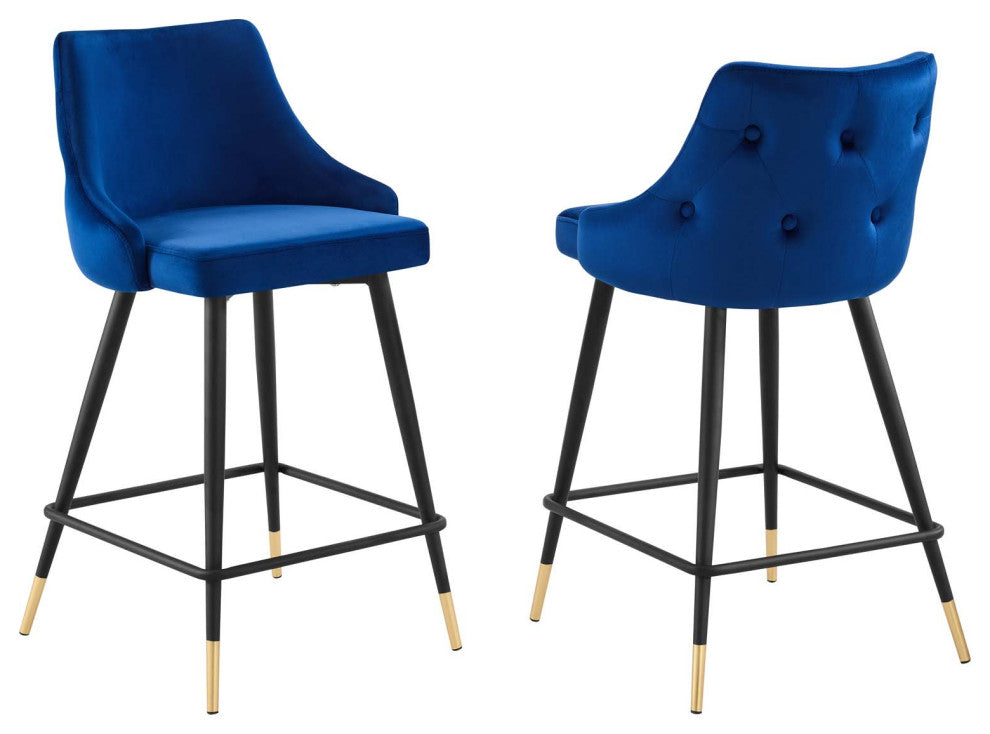 Adorn Performance Velvet Counter Stool Set of 2 - Navy