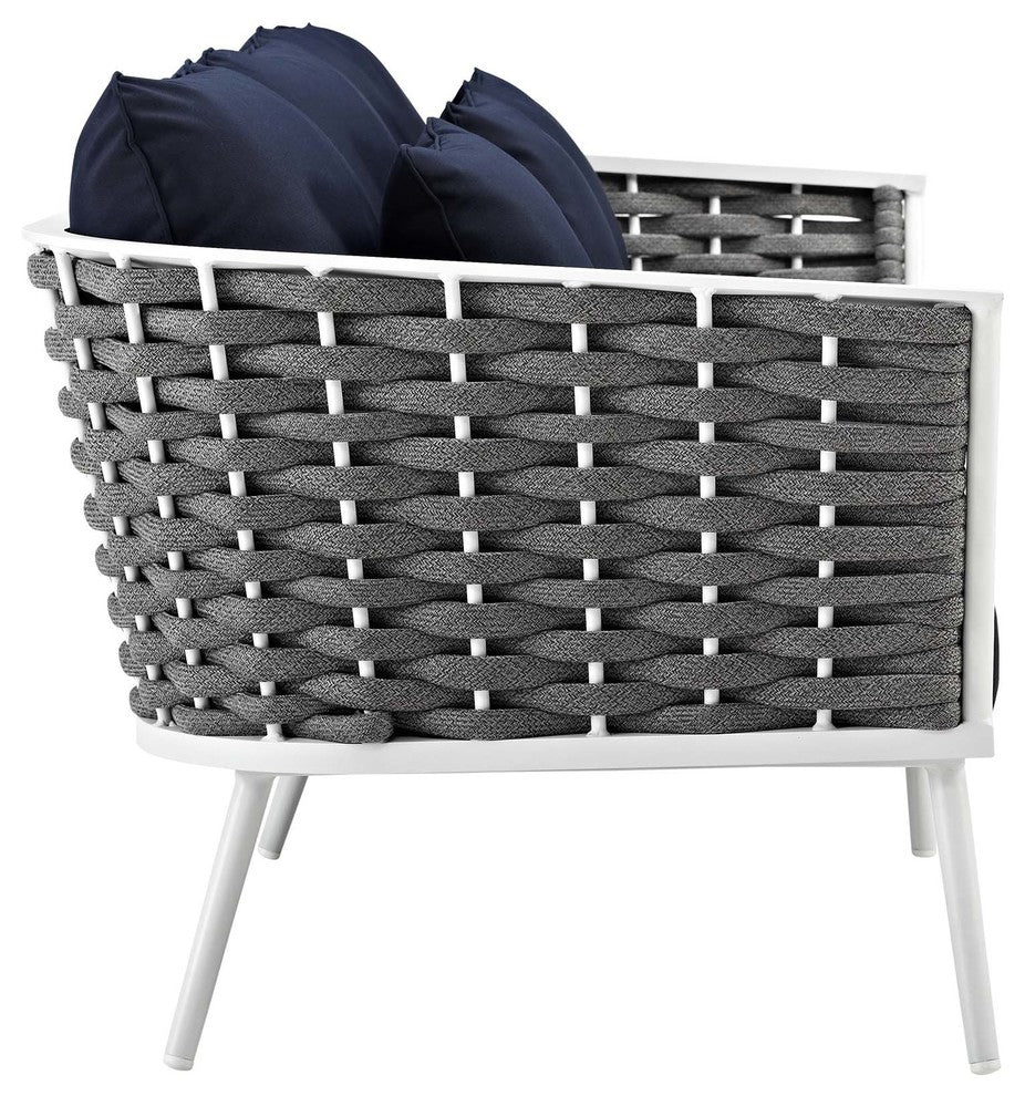 White Navy Stance 4 Piece Outdoor Patio Aluminum Sectional Sofa Set