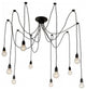 Black Industrial Edison Spider Chandelier Pendant Lights, Adjustable, 10 Lights
