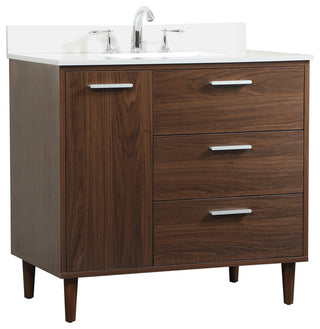 Home Living Modern Natural Oak-Light Bathroom Vanity, Walnut, 36"