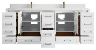Aberdeen 84 Double Sink Bath Vanity in White 1.5" White Quartz
