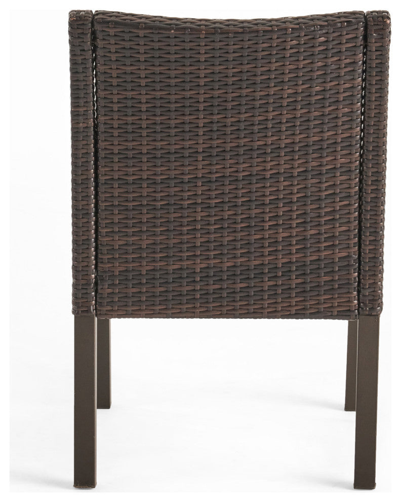 GDF Studio 7-Piece Azore Outdoor Wicker Dining Set With Aluminum Dining Table